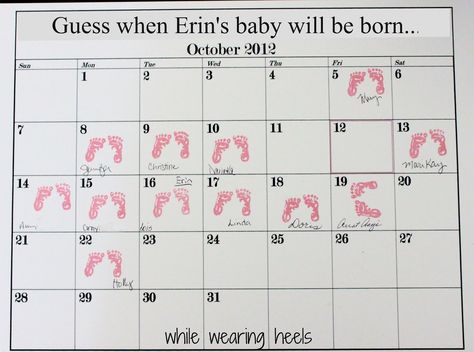 While Wearing Heels: Baby Shower Calendar Baby Animal Name Game, Baby Cost, Baby Shower Game Prizes, Best Baby Shower Ideas, Baby Due Date Calendar, Baby Due Date, Baby Pool, Baby Due, Fun Baby Shower Games