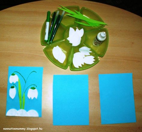 Snowdrop craft with our new native nanny – Non-native Mommy Snowdrop Craft, Flower Crafts For Kids, January Craft, Snowdrop Flower, Afternoon Crafts, Flower Projects, February Ideas, Flower Games, Waldorf Homeschool