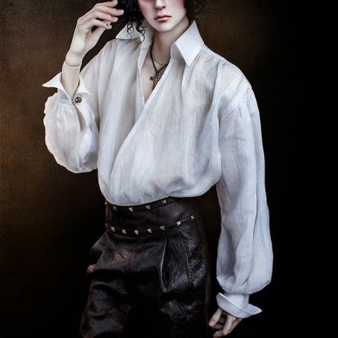 White Wrap Blouse, Puff Blouse, Vampire Clothes, Poet Shirt, Hallowen Ideas, Wrap Shirt, Story Characters, Drawing Clothes, Wrap Blouse