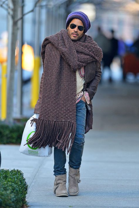 Lenny Kravitz Opens Up About His Giant Scarf Meme: 'I Cannot Escape This' Scarf Trends, Big Scarf, Katniss Everdeen, Lenny Kravitz, Channing Tatum, Daniel Craig, Large Scarf, Catching Fire, Mockingjay