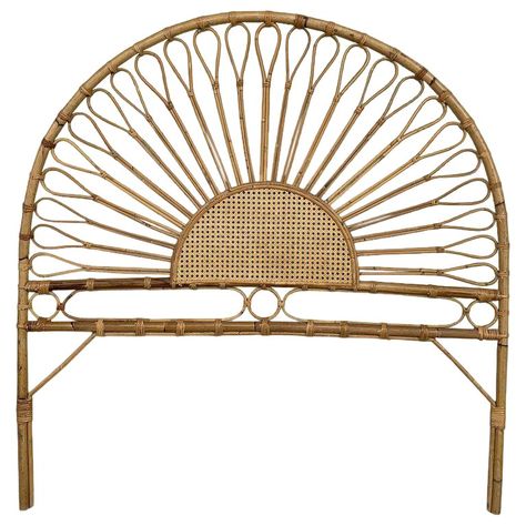 Mid-Century Modern Bamboo and Bentwood Headboard Brass Headboard, Bamboo Bed, Rattan Headboard, Wicker Headboard, Modern Headboard, Bamboo Architecture, King Size Headboard, Bamboo Bedding, Parquetry