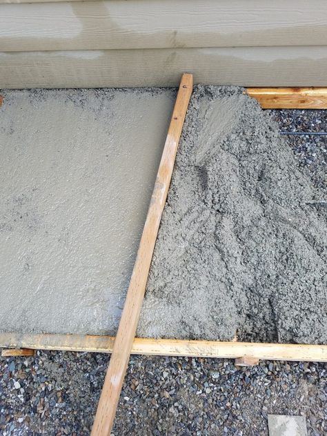 Pouring A Concrete Pad, How To Pour A Concrete Patio, Pouring A Concrete Patio, Cement Slabs Diy, Dry Pour Concrete Slab, Diy Concrete Slab, Pouring Concrete Slab, Pour Concrete, Poured Concrete Patio