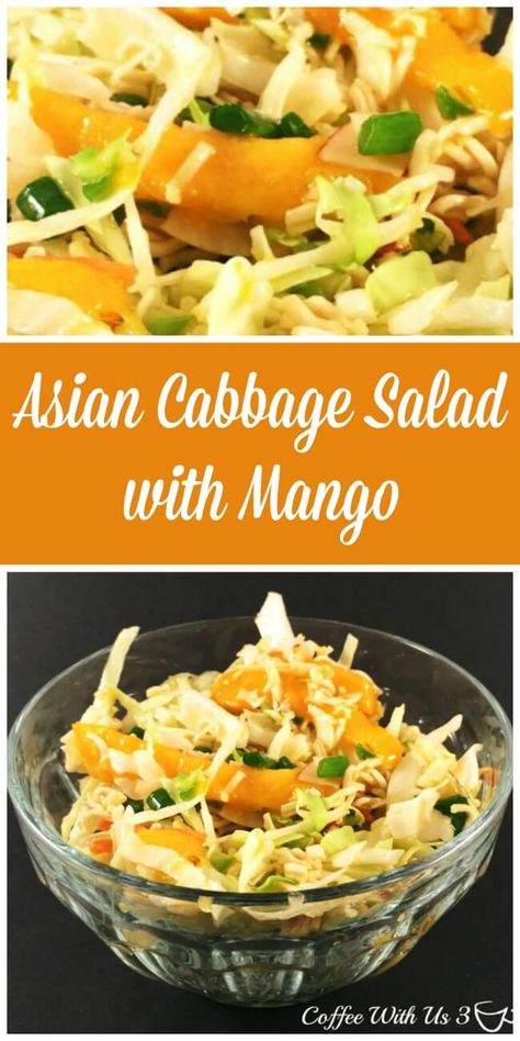 Mango Coffee, Asian Cabbage Salad, Cabbage Salad Recipe, Asian Cabbage, Salad With Mango, Lighter Recipes, Cabbage Salad Recipes, A Lot Of Food, Beautiful Salad