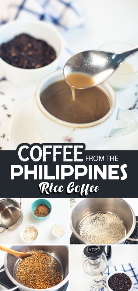 Try this super easy and delicious Rice Coffee recipe from the Philippines that has no caffeine, gluten-free, and has a very low-calorie hit. With 4 ingredients only, you can have this healthy coffee drink that you will love! Healthy Coffee Drinks, Rice Drink, Classic Eggnog, Low Carb Rice, No Caffeine, Rice Pudding Recipe, Delicious Rice, Coffee Substitute, Refreshing Drinks Recipes