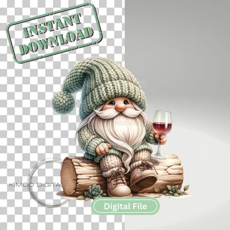 Current $2 Deals . https://kimcodigitaldesign.etsy.com Wine Gnome, Waterslide Images, Gnome Images, Gnome Sublimation, Digital Files, Digital Design, Printed Items, Craft Ideas, Software