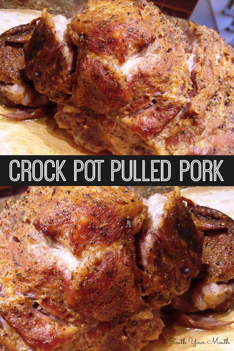 Crock Pot Pulled Pork! Pulled pork seasoned with a dry rub then cooked to perfection in a slow cooker. Pulled Pork Crock Pot Recipes Dry Rub, How To Cook Pulled Pork In Crock Pot, Dry Pulled Pork Crock Pot, Boston Button Roast Recipes Crockpot Crock Pot, Crockpot Pork Butts, Bostonbuttroast Crockpot, Boston But Crockpot, Porkbuttroast In Crockpot, Bone In Boston Pork Roast Crock Pot