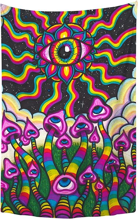 Mushroom Alien, Aesthetic Wall Hanging, Arte Hippy, Art Mushroom, Trippy Wall, Trippy Drawings, Arte Indie, Cool Aesthetic, Psychadelic Art