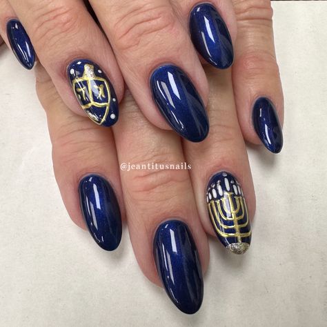 Hanukkah Nails - Menorah Nail Design Nail Art Designs For Hanukkah, Channukah Nails, Hanukkah Nails Designs, Chanukah Nails, Jewish Nails, Hanukkah Nails, December Nails, Nails 2024, Menorah