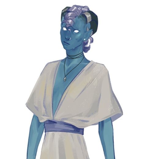 Light Blue Tiefling, Tiefling Ideas, Tiefling Wizard, Blue Tiefling, Blue Zombie, Drawn Outfits, Rp Games, Avas Demon, Zombie Monster