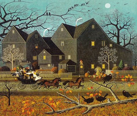 House Of Seven Gables, Arte Naive, Charles Wysocki, Polish Heritage, Halloween Folk Art, Americana Art, Arte Folk, Primitive Folk Art, American Folk Art