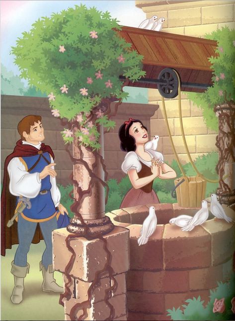 Snow White And Prince, Snow White Prince, Disney Romance, Disney Storybook, Disney Silhouettes, Cottagecore Art, Disney Princess Snow White, Snow White Disney, Disney Princess Fashion