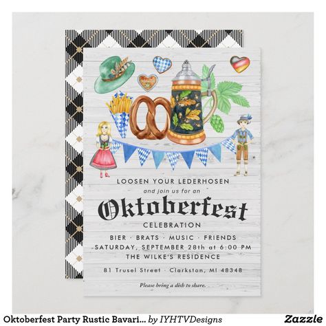 Oktoberfest Party Rustic Bavarian Beer & Pretzel Invitation Beer Invitation, Oktoberfest Invitation, Octoberfest Party, German Pretzels, Beer Pretzels, Oktoberfest Beer, Oktoberfest Party, Beer Festival, Fall Holidays