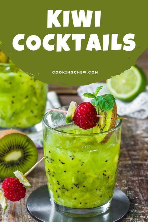 Kiwi Cocktails, Kiwi Cocktail, Prosecco Punch, Snack Pairings, Kiwi Recipes, Unique Cocktail Recipes, Kiwi Juice, Gin Sour, Coctails Recipes