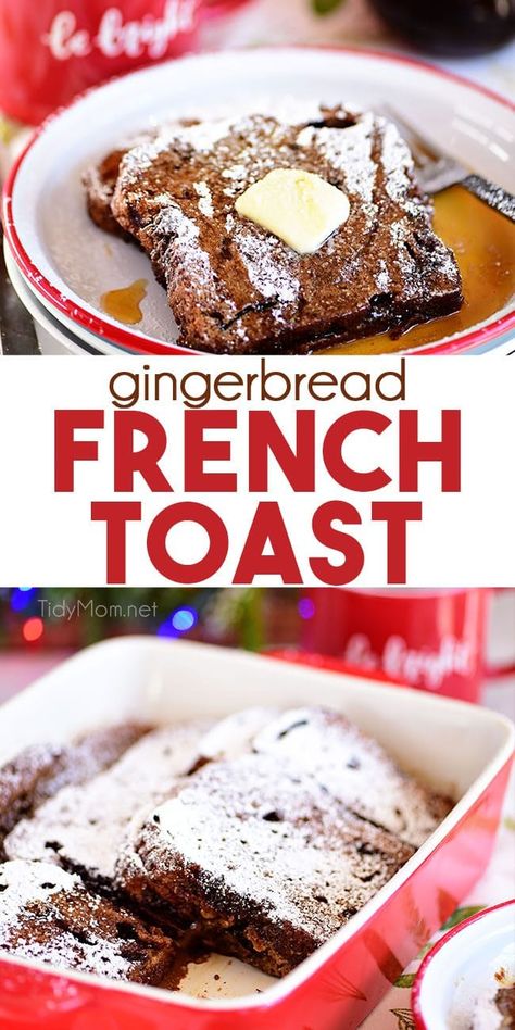 Gingerbread French Toast, Breakfast Print, Winter Breakfast, Christmas Breakfast Recipe, Christmas Morning Breakfast, Holiday Breakfast, French Toast Bake, Gingerbread Cookie, French Toast Casserole