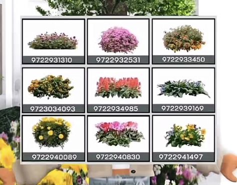 Realistic Flower Decals Bloxburg, Flower Bush Bloxburg Decal, Realistic Bush Decals Bloxburg, Bloxburg Flower Bush Decals Codes, Bloxburg Bushes Decals Codes, Plant Decals Bloxburg Outdoor, Bush Decal Codes, Fall Plant Decals Bloxburg, Bloxburg Garden Decals