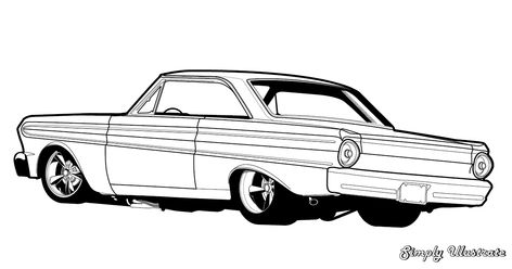 65 Ford Falcon (Digital Clip Art) Ford Falcon Dibujo, Ford Truck Drawing Sketches, Ford Mustang Sketch Drawings, Mustang Car Coloring Pages, Falcon Drawing, Car Drawing Pencil, Falcon Tattoo, 1962 Ford Falcon, Falcon Art