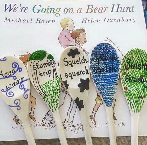 Learning and Exploring Through Play: Sensory Tuff Trays Story Spoons, Book Area, Going On A Bear Hunt, Child Activities, Story Sack, Tuff Spot, Bear Hunt, Story Props, Bear Picnic