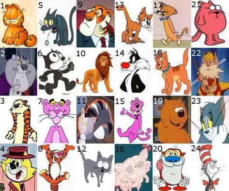 Cartoon Cats (Pictures) Quiz - By The_Hammer Famous Cat Cartoon Characters, Cat Characters Cartoon, Cartoon Cards, Quiz Ideas, Picture Quiz, Famous Cats, Goof Troop, Cat Collage, Logo Quiz