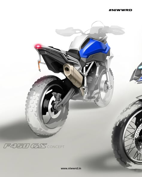 BMW Concept F 450 GS: Design Sketches. - “The BMW Concept F 450 GS carries the characteristic DNA of the GS family,” says Alexander Buckan, Head of BMW Motorrad Design. - #niwwrd #bmwdesign #bmwmotorrad #bmwf450gs #bmwf450gsconcept #motorcycledesign Futuristic Bike, Product Sketching, Bike Concept, Bmw Design, Bmw Concept, Concept Motorcycles, Dual Sport, Custom Bike, Motorcycle Design