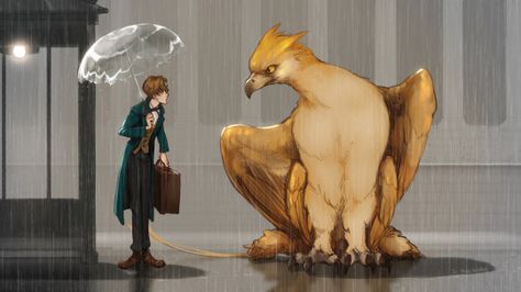 My Neighbor Thunderbird - Fantastic Beasts Fantastic Beasts Fanart, Fantasic Beasts, Fantastic Beast, Newt Scamander, Potter Art, Harry Potter Drawings, Eddie Redmayne, Harry Potter Anime, Fantastic Beasts And Where