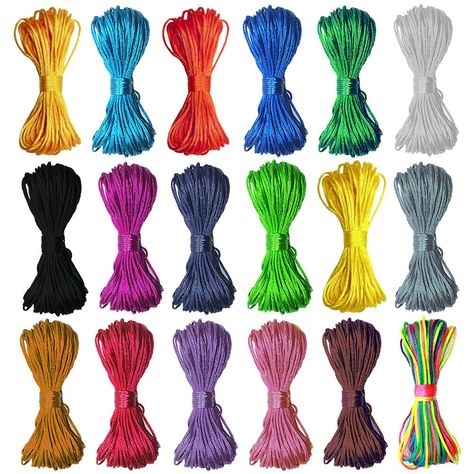 PRICES MAY VARY. Plenty of Yardage Silk Cord : 11 yard each bundle ,total 18 bundles silk cord,196~200 yard silk nylon cord Crafting Nylon Silk Cord :1.5 mm satin nylon cord rattail cord 1.5 mm best jewelry making,silky, satiny great for stringing beads,making friendship bracelet ,chinese knotting cord,macrame Colorful and Colorfast Silk Thread for Bracelets String : 18 different pastel colors satin rattail cord,shiny and beautiful silky appearance Strong & Soft Hilo Chino Para Pulseras : meteri Chinese Knotting Cord, Making Friendship Bracelets, Kumihimo Bracelets, Bracelet Fil, Beading Cord, Bracelet Cordon, Christmas Craft Supplies, Braided Necklace, Chinese Knot