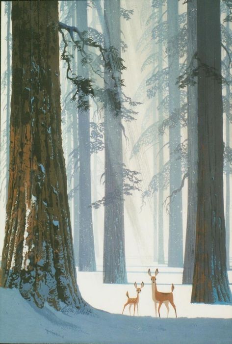 Ray Morimura, Ralph Hulett, Lovely Illustrations, Charcoal Drawings, Winter Illustration, Forest Illustration, Personal Aesthetic, Tall Trees, Winter Art