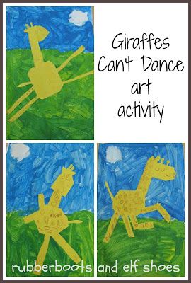 Handprint Giraffe, Giraffes Cant Dance Activities, Jungle Classroom, Zoo Preschool, Giraffes Cant Dance, Dance Crafts, Zoo Theme, Elf Shoes, Art Activity