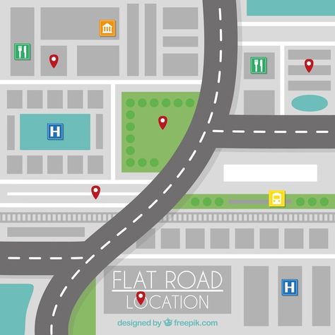 Road Map Design, Real Estate Advertising, Isometric Art, Road Signs, Social Media Branding, Map Design, Flat Illustration, Free Videos, Infographic Design