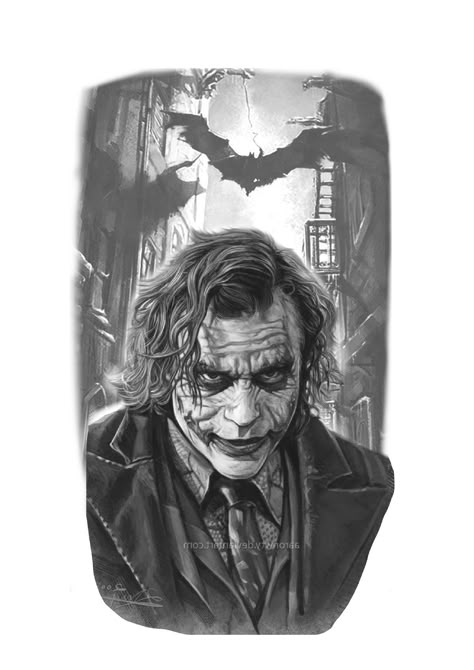 Joker Tattoo Design Drawing, Joker Tattoo Design Black And Grey, Batman And Joker Tattoo, Batman Tattoo Sleeve, Batman Tattoo Ideas, Joker And Harley Tattoo, Joker Art Drawing, Biomechanical Tattoo Design, Harley Tattoos