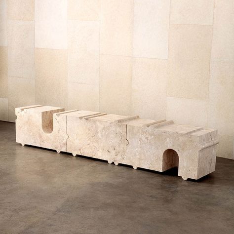 HUME MODULAR STONE BENCH Minimal Chairs, Stone Console, Stone Blocks, Casual Seating, Cabinet Remodel, Luxury Chairs, Stone Bench, Bench Designs, Modern Bench