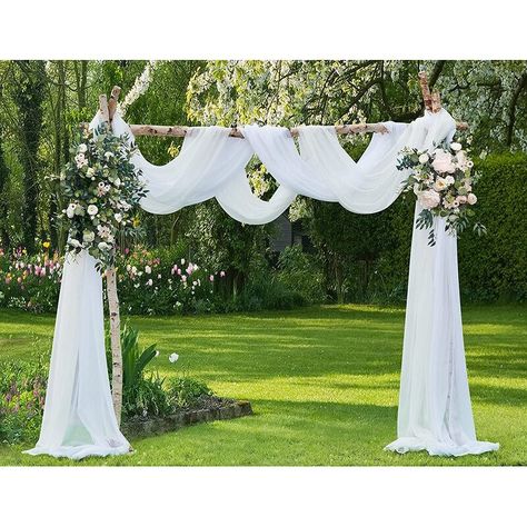 Photo Backdrop Party, Wedding Arch Draping, Arch Draping, Outdoor Garland, Window Scarf, Wedding Ceremony Ideas, Draping Fabric, Homemade Halloween Costumes, Tulle Curtains