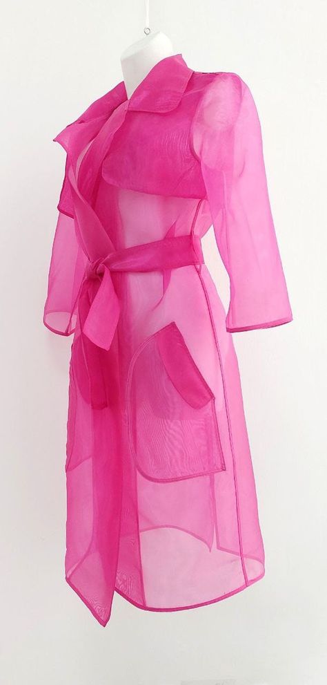 Organza Trench Coat, Organza Coat, Sheer Blazer, Transparent Coat, Pink Ladies Outfit, Tulle Coat, Trenchcoat Style, Trench Coat Fashion, Transparent Clothing