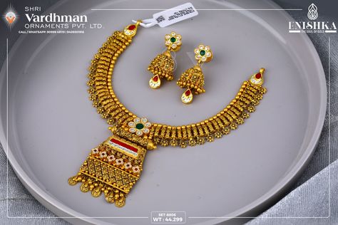 Half Set Gold Jewelry, Kundan Gold Jewellery, Anarkali Dress Online Shopping, Gold Set Design, Set Gold Jewelry, Indian Gold Jewellery Design, Indian Gold Jewellery, Temple Necklace, Dress Online Shopping