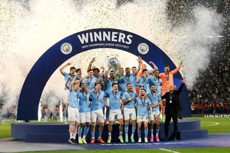 Manchester City Ucl 2023, Man City Treble, Champions League Trophy, Winning Season, Fia Formula 2 Championship, Newspaper Basket, مانشستر سيتي, Football Quotes, Man City