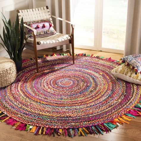 Safavieh Braided Magdalena Colorful Braided Area Rug - Walmart.com Round Colorful Rug, Hippie Rug, Boho Rugs Bedroom, Boho Bedroom Ideas Hippie, Casual Decor, Colors Schemes, Braided Rug, Ideas Hogar, Cotton Area Rug