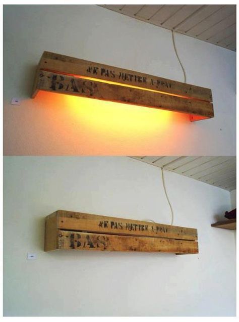 Top 10 Best Inventive Ideas to Recycle Wood Pallets into Lamps Pendant & Chandelier Lighting Table & Desk Lamps Pallet Light Fixture, Recycled Lighting Ideas, Pallet Lighting Ideas, Wood Lights Ideas, Trendy Lamp, Pallet Light, Diy Luminaire, Lamps Bedside, Diy Pendant Light