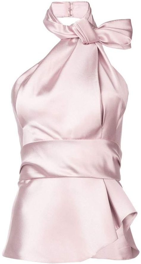 Satin Top Outfit Classy, Satin Top Outfit, Outfit Classy, Pencil Skirt Outfits, Halterneck Top, Kay Unger, Brandon Maxwell, Sixties Fashion, Office Fashion Women