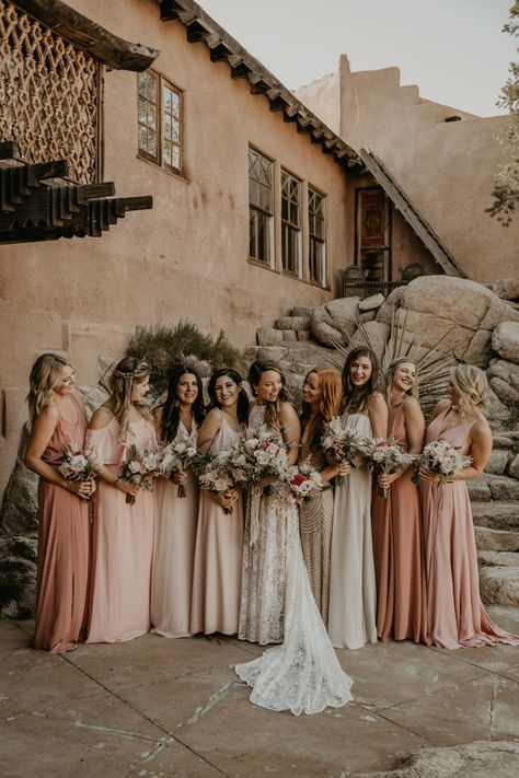 Summer Reception, Alyssa Marie, Joshua Tree Wedding, Bohemian Wedding Inspiration, Pink Bridesmaid Dresses, Pink Gowns, Summer Weddings, Princess Wedding Dresses, Backless Wedding Dress