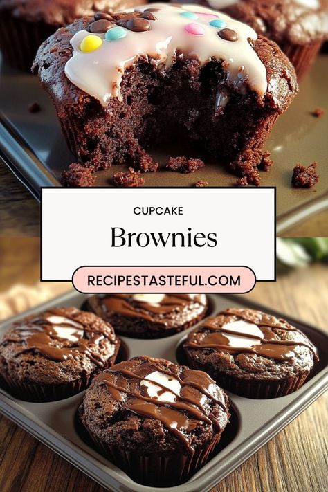 These cupcake brownies are irresistibly fudgy, perfectly portioned, and bring together the best of both worlds: chewy centers with delightfully crispy edges. Made with just two boxes of brownie mix, they're quick, easy, and ideal for satisfying chocolate cravings without the hassle of slicing traditional brownies! Cheesecake Brownies Using Box Brownies, Fudge Brownie Cupcakes, Doctored Up Brownie Mix Recipes, Desserts Made With Brownie Mix Boxes, Cupcake Brownies Recipe, Chocolate Covered Brownies, Box Brownies Improve, Boxed Brownie Mix Recipes, Brownie Muffins From Mix Boxes