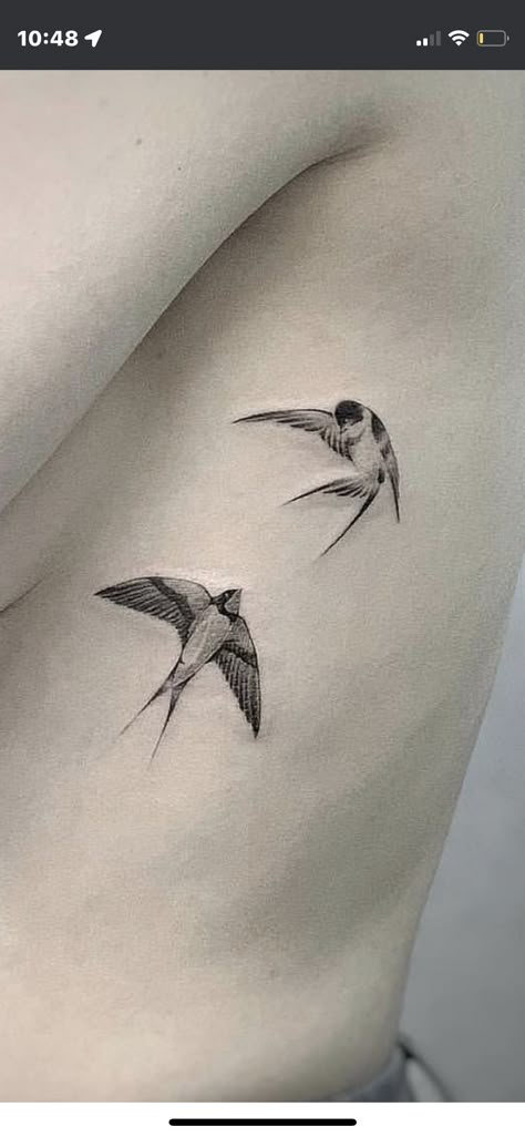 Swallow Tattoo Ribs, Bird Tattoo Ribcage, Placement Of Tattoos For Women, Bird Rib Tattoo, Shrike Tattoo, Bird Tattoo Shoulder, Bird Ankle Tattoo, Tattoos Ribs, Finch Tattoo