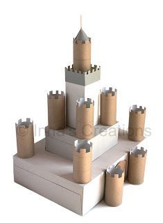 Basteln mit Klopapierrollen: Flugzeuge, Raketen, Ritterburgen, Spielfiguren...alles mit einfachen Bastelanleitungen. Cardboard Box Castle, Castle Crafts, Cardboard Castle, Toy Castle, Green Ideas, Cardboard Toys, Toilet Paper Roll Crafts, Paper Roll Crafts, Paper Rolls