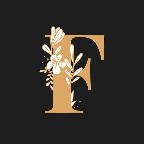 Botanical capital letter F vector | free image by rawpixel.com / Tvzsu F Aesthetic Letter, Letter F Font, Letter F Design, F Font, Botanical Capital Letter, Typography Psd, Aesthetic Letter, F Alphabet, Gold Metallic Wallpaper