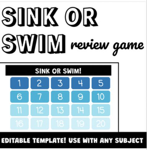 Sink Or Swim Review Game, Swimming Games, Game For Students, Perfect Classroom, Sink Or Swim, Answering Questions, Review Games, Google Slides, Editable Template