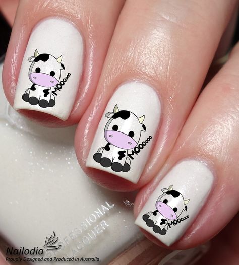 The Package Includes: 1. Baby Cow Nail Art Sticker Wrap (24 Decals per sheet) 2. Instruction You will recieve exactly what you see on the last image of the item. These lovely decals can be applied over any colour and any type of nails such as regular polish, soak off gel, hard gel and acrylic. To check the size of each decal, please see the last image of the item. Easy to apply: 1. Trim, clean and paint your nails in the colour of your choice. 2. Cut the patterns in your desired size in order to Highland Cow Nails, Farm Nails, Cow Nail Art, Western Nails, Random Products, Country Nails, Cow Nails, Tech Career