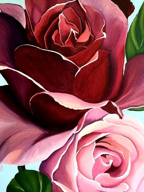 Close Up Flower Painting, Chalk Pastels, Oil Painting Flowers, Beautiful Rose Flowers, Color Pencil Art, Amazing Art Painting, Rose Painting, Texture Painting, Fabric Painting