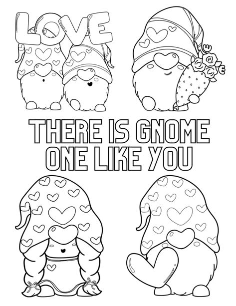 Gnome Coloring Pages, Valentine Coloring Pages, Colouring Pics, Valentine Coloring, Fun Printables, Gnomes Crafts, Cool Coloring Pages, Card Tutorial, Cute Coloring Pages