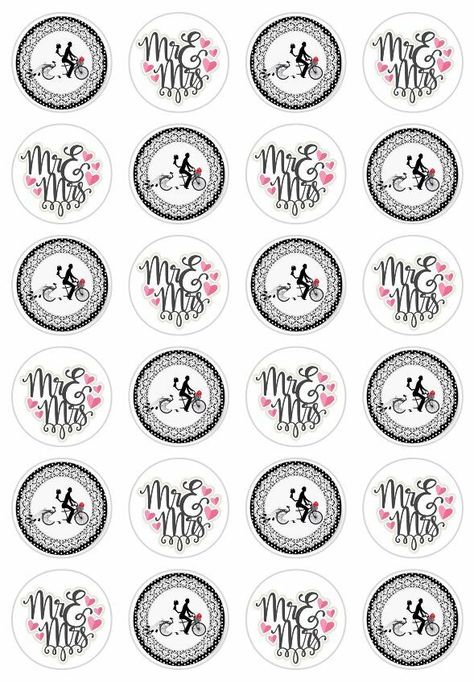 Wedding Cupcake Cake, Paper Cupcake Toppers, Edible Wafer Paper, Wedding Cupcake Toppers, Mini Cakes Birthday, White Icing, Wedding Cakes With Cupcakes, Edible Ink, Cake Pictures