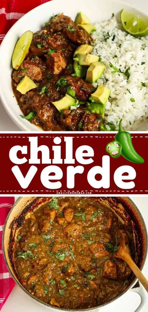 The BEST chili verde recipe! Tender and full of flavorful spices, this pork chili verde is an easy dinner idea you'll want to have again and again. Check out what to serve with this Mexican stew for a simple family meal! Authentic Chile Verde, Best Chili Verde Recipe, Green Chili Pork Stew, Pork Chili Verde, Pork Verde, Chile Verde Recipe, Mexican Pork Recipes, Pork Chile Verde, Chili Verde Recipe