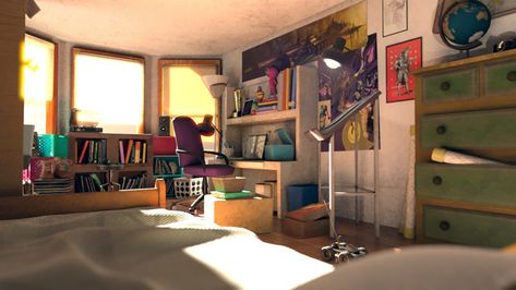 Miles Morales Dorm Room, Miles Room Spiderverse, Miles Morales Apartment, Spiderverse Visuals, Spiderverse Room, Miles Morales Room, Spiderverse Dr, Spiderman Bedroom, Spiderman Room