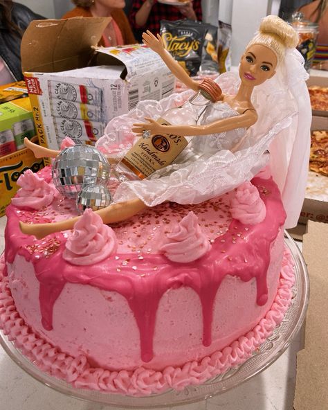 Bachelorette Party Barbie Cake, Barbie Bridal Shower Cake, Princess Theme Bachelorette Party, Wife Of The Party Bachelorette Theme, Barbie Bachelorette Cake, Barbie Bachelorette Party Ideas, Barbie Theme Bachelorette Party, Barbie Bridal Shower Ideas, Barbie Themed Bachelorette Party